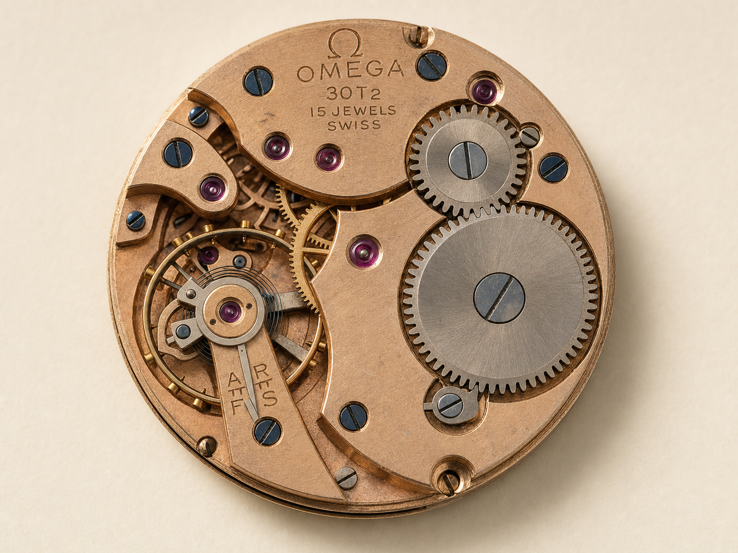 Editorial reconstruction of an Omega 30T2 hand-wound movement