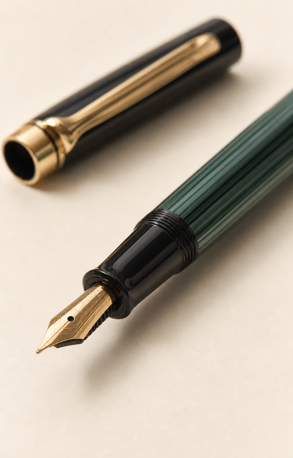 Fountain pen nib and barrel detail