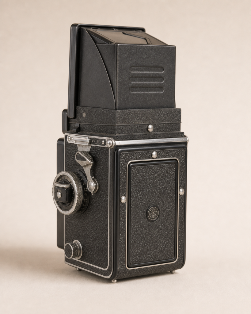 Rolleiflex rear door and film controls — In Use Since collection study